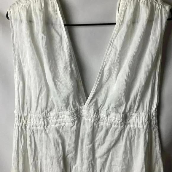 MONA SOL WO SIZE MEDIUM WHIT LOND BEACH COVER  UP / DRESS 100% COTTON SIDE SLITS - Picture 3 of 11